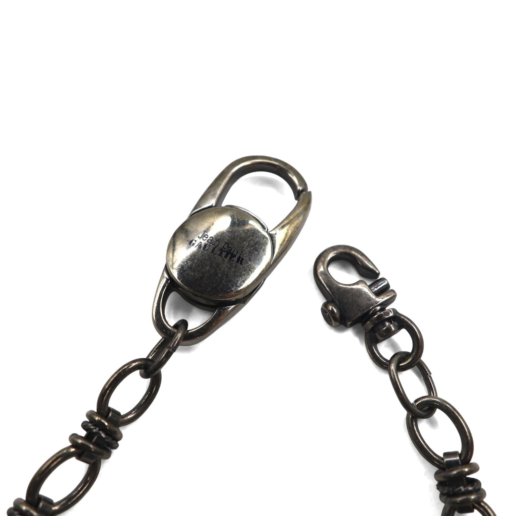 Jean Paul Gaultier Vintage Gunmetal Wallet Chain with Silver Metal Carabiner Hook for Bikers