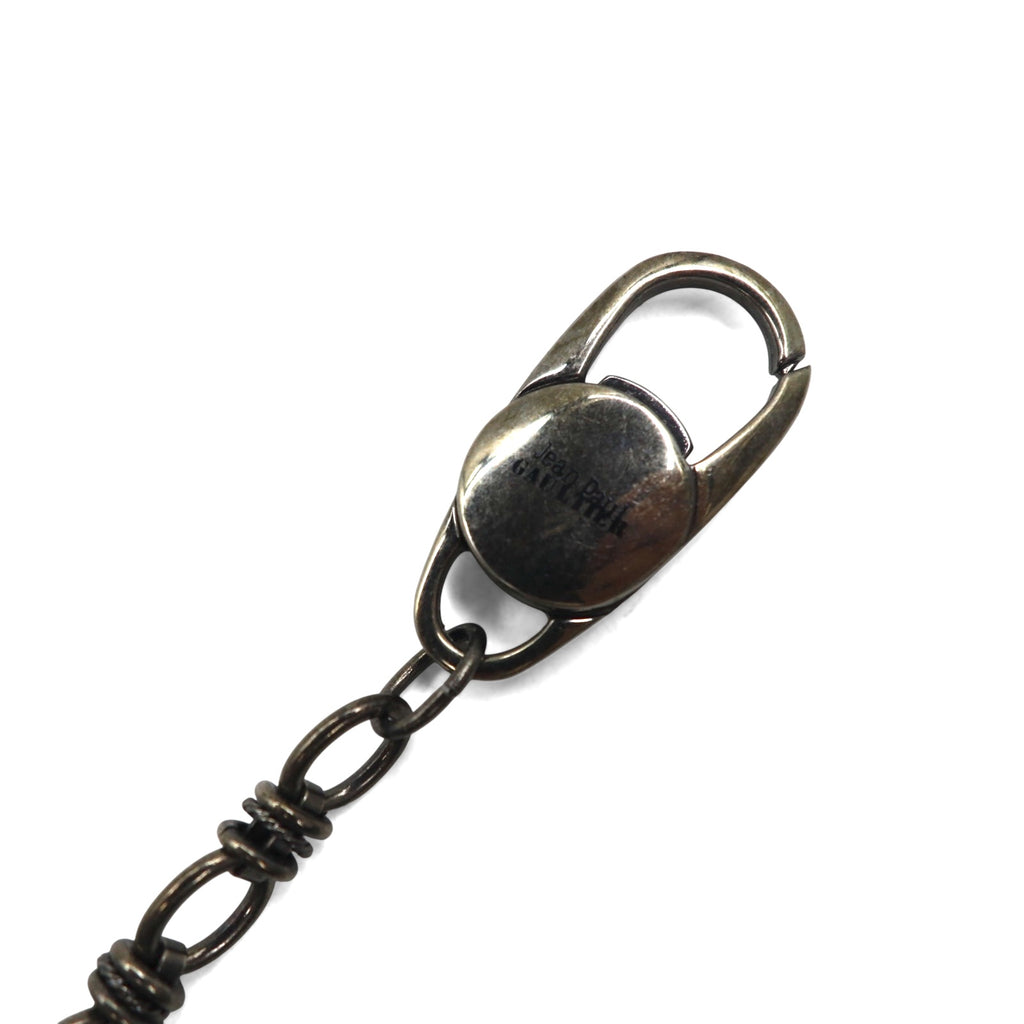 Jean Paul Gaultier Vintage Gunmetal Wallet Chain with Silver Metal Carabiner Hook for Bikers