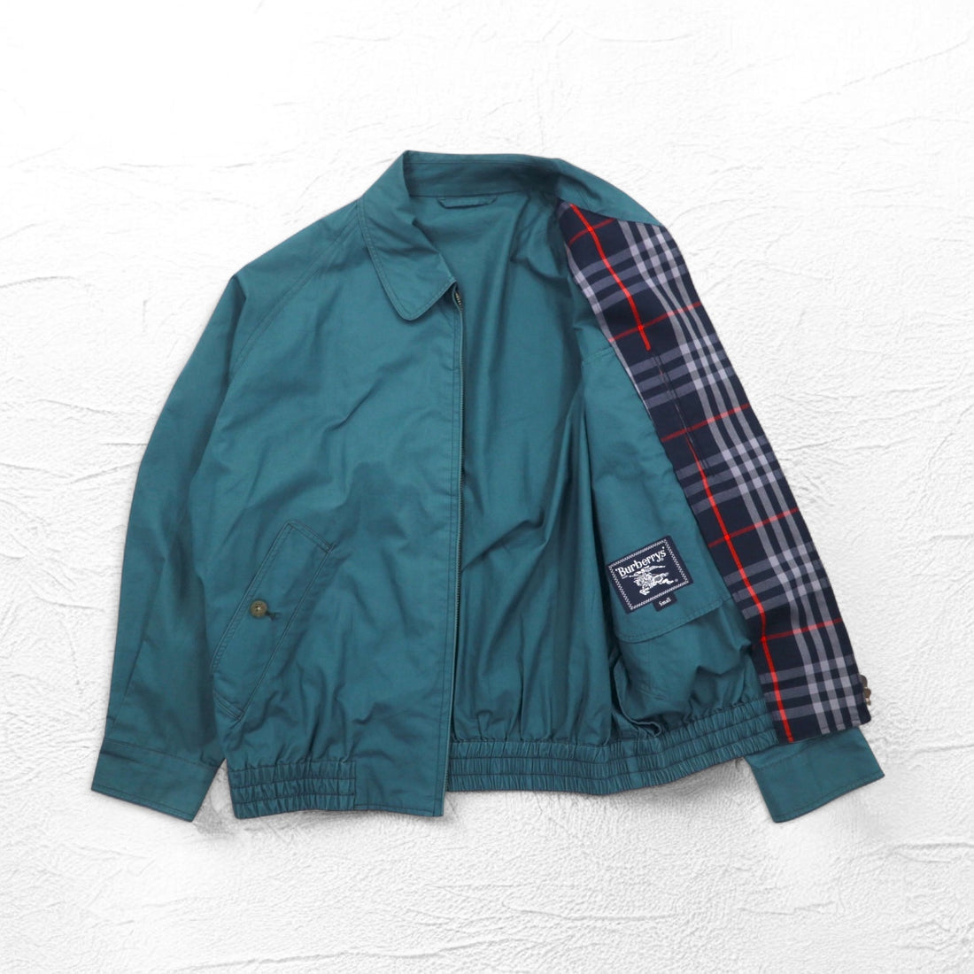 Burberrys 90s Swing Top Harrington Jacket S Green Nova Check Lining One Point Logo Embroidery Made in Japan
