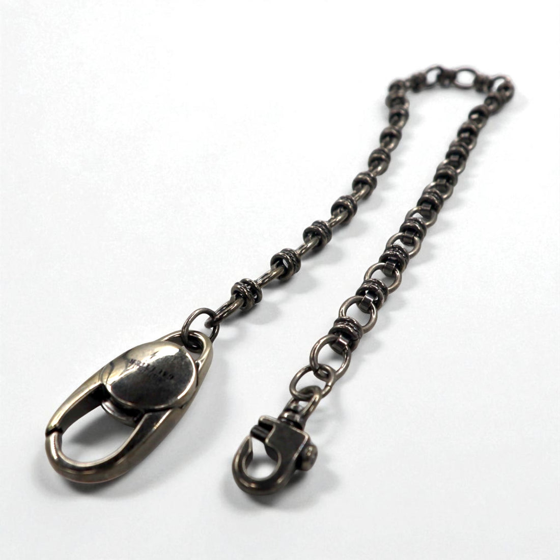 Jean Paul Gaultier Vintage Gunmetal Wallet Chain with Silver Metal Carabiner Hook for Bikers