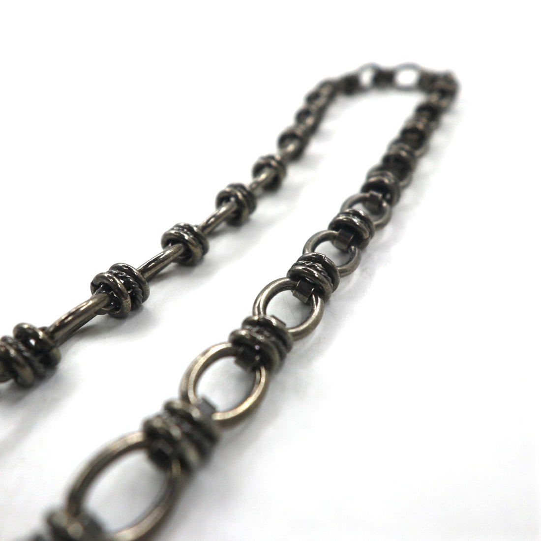 Jean Paul Gaultier Vintage Gunmetal Wallet Chain with Silver Metal Carabiner Hook for Bikers