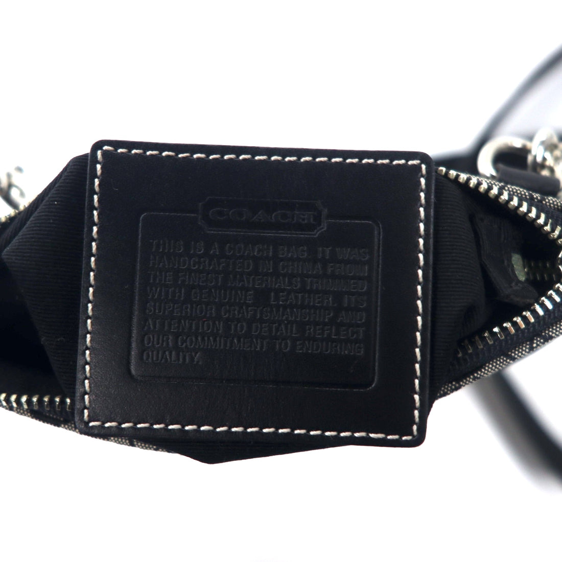 COACH Mini Signature Shoulder Bag Gray Canvas Leather