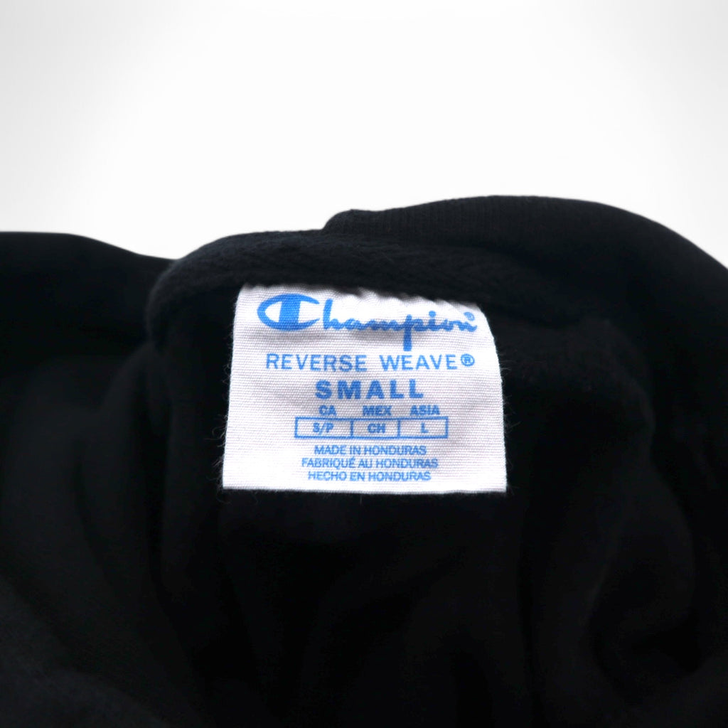 Champion Reverse Weave Pullover Hoodie L Black Script Logo Blue Single Tag Reprint Made in Honduras