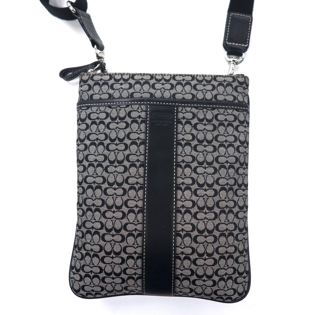COACH Mini Signature Shoulder Bag Gray Canvas Leather