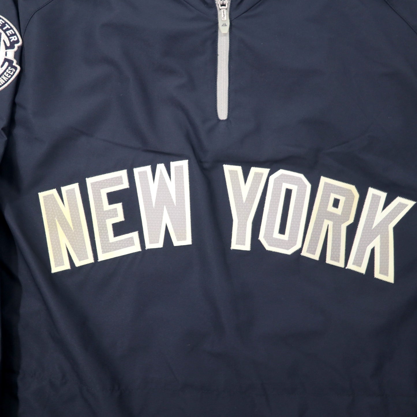 Majestic MLB New York Yankees ハーフジップ ナイロンジャケット トラックジャケット XL ネイビー ポリエステル COOL BASE ヤンキース ビッグサイズ