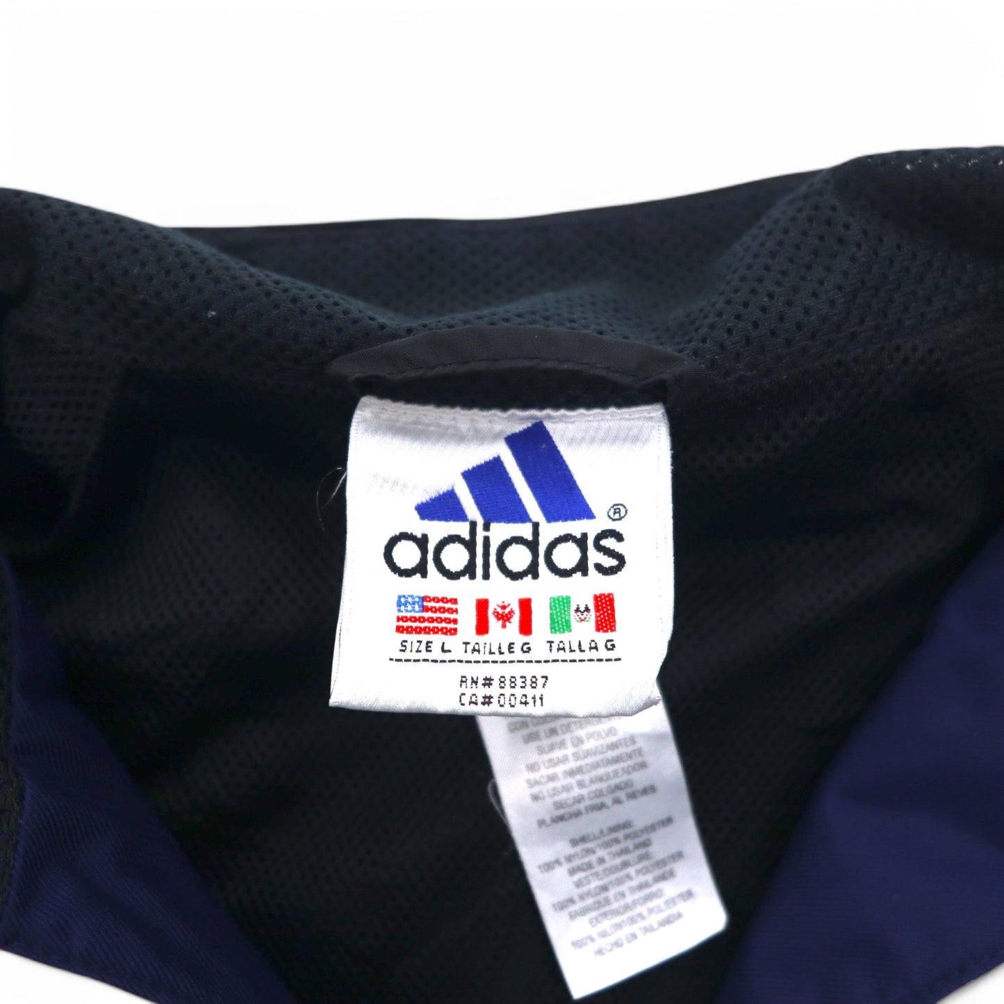 adidas 90年代 万国旗タグ センター 3ストライプ ナイロン トラックジャケット ジャージ  L ネイビー Boston Marathon