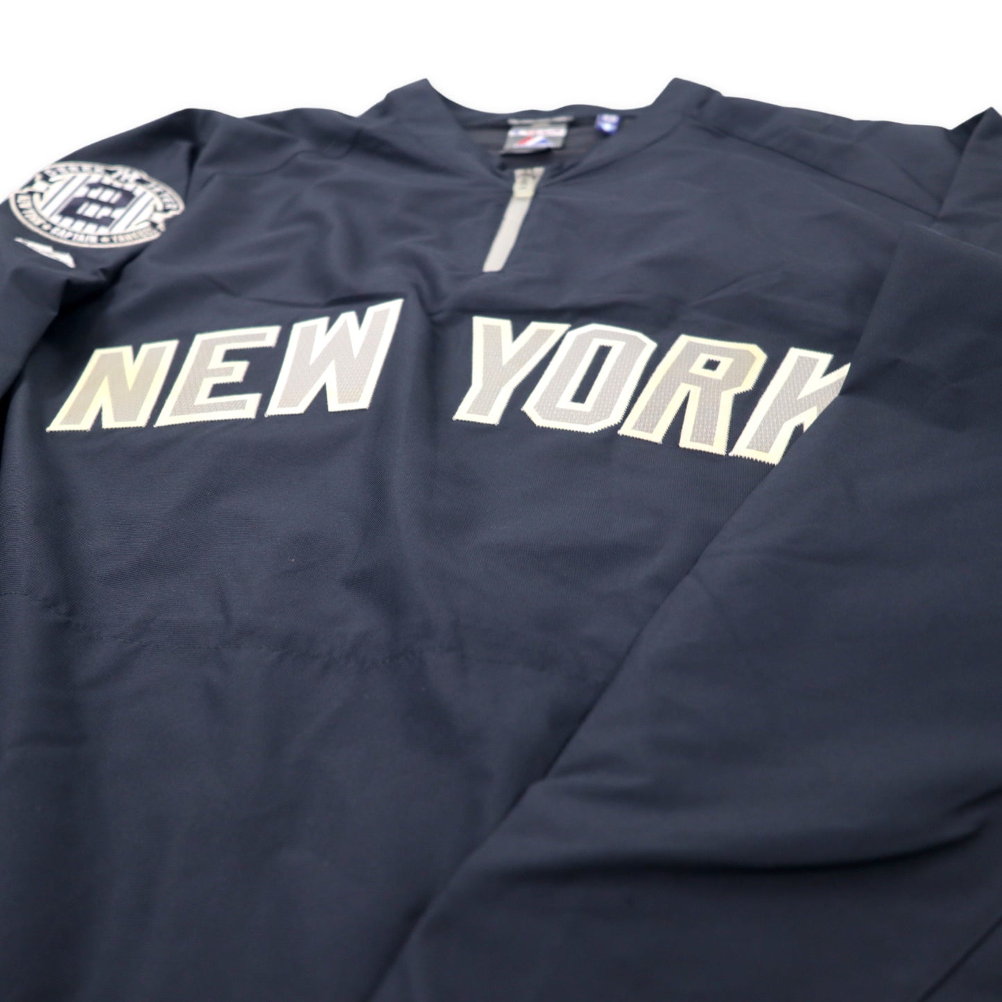 Majestic MLB New York Yankees ハーフジップ ナイロンジャケット トラックジャケット XL ネイビー ポリエステル COOL BASE ヤンキース ビッグサイズ