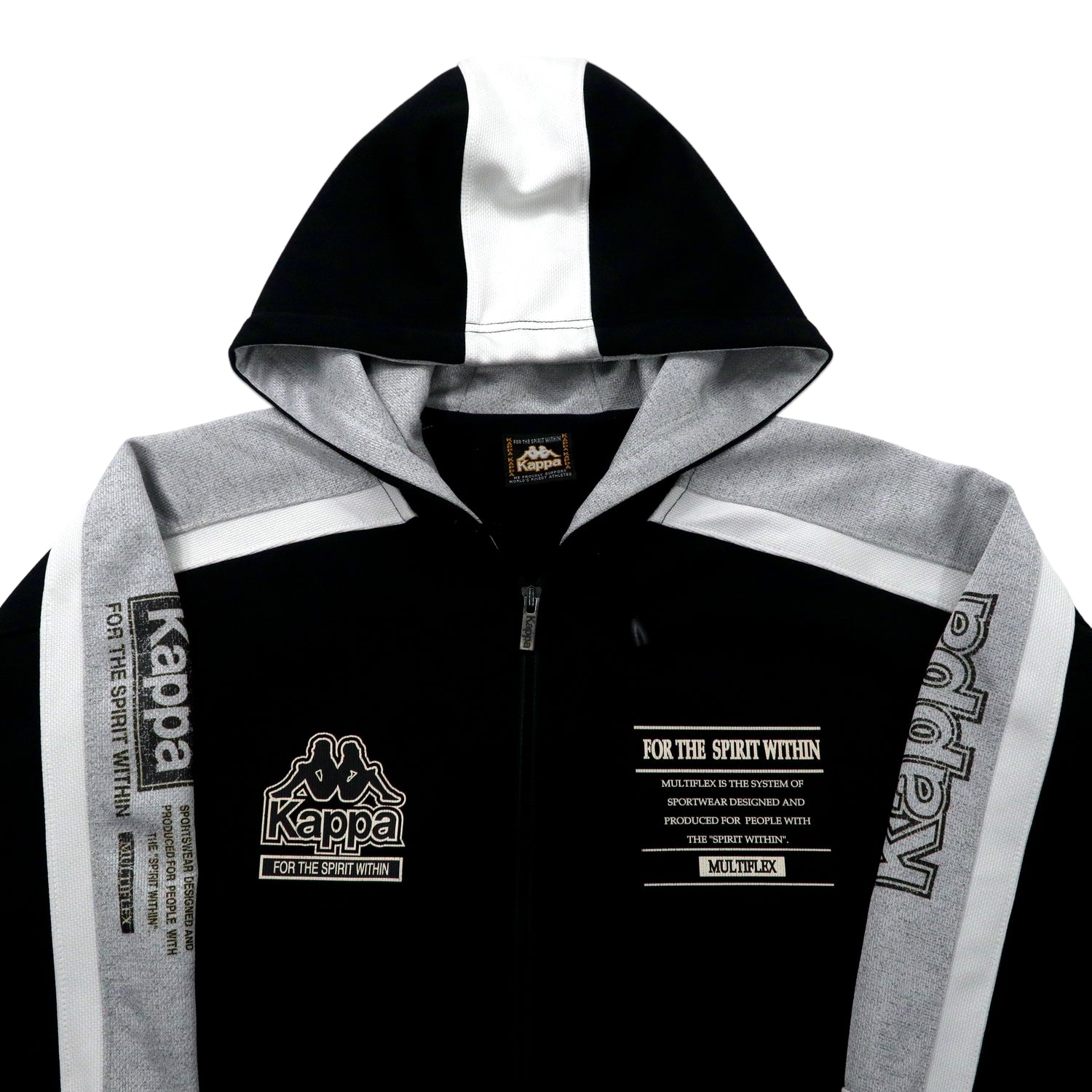 Kappa 90s Big Size Full Gip Truck HOODIE Jersey O Black Polyester