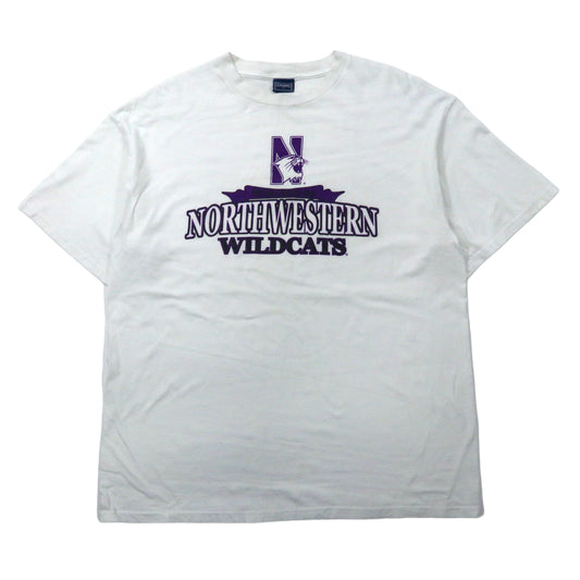 日本然リトテ-古着オンライン-CHAMPS SPORTS 90年代 ビッグサイズ カレッジプリントTシャツ L ホワイト コットン NORTHWESTERN WILDCATS メキシコ製-