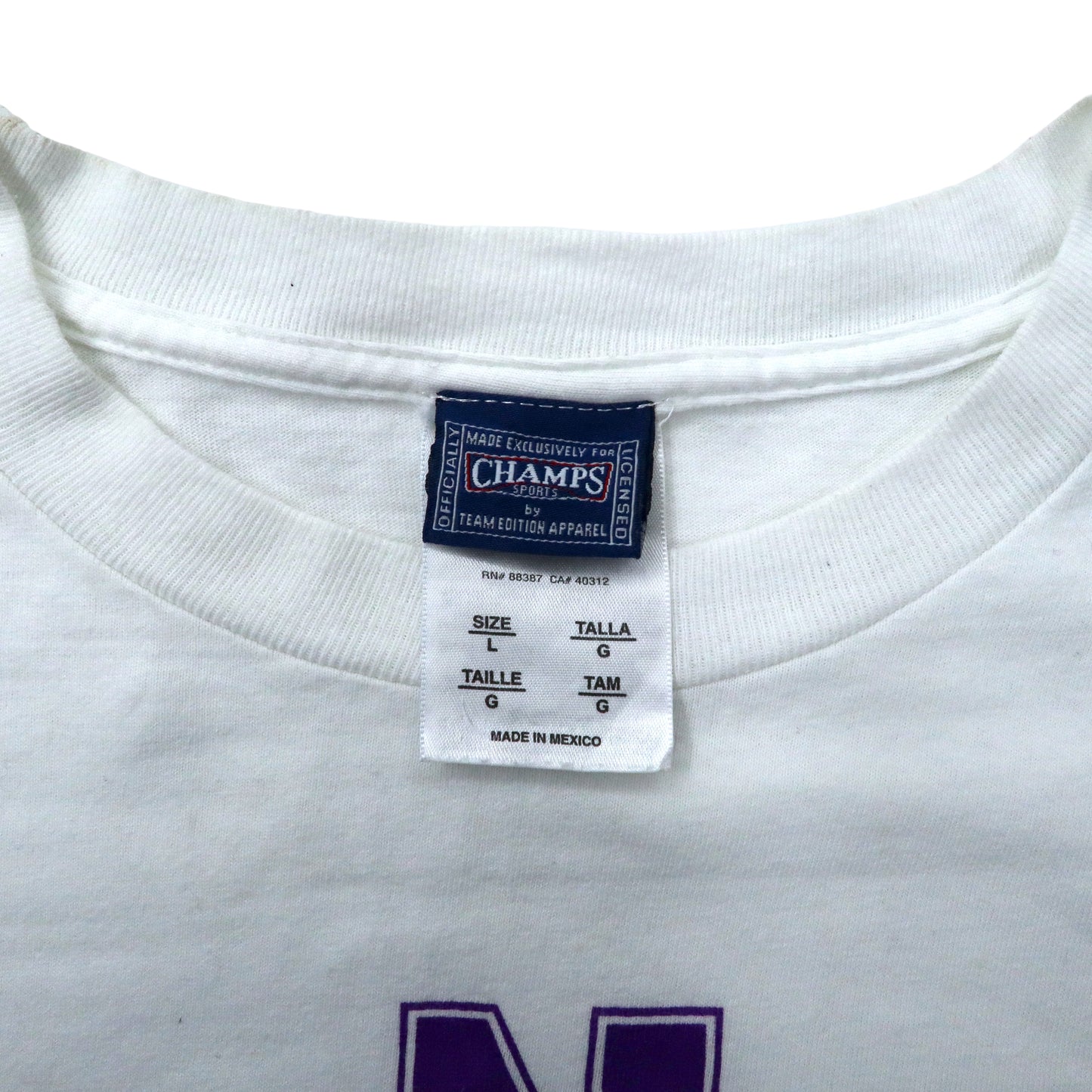 CHAMPS SPORTS 90年代 ビッグサイズ カレッジプリントTシャツ L ホワイト コットン NORTHWESTERN WILDCATS メキシコ製
