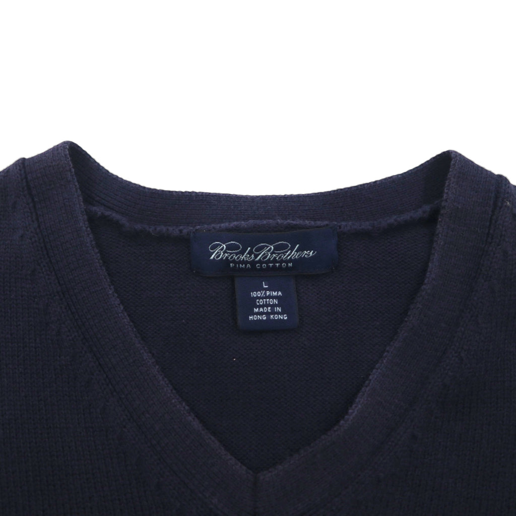 Brooks Brothers Vネック ピマコットン ニット セーター L ネイビー