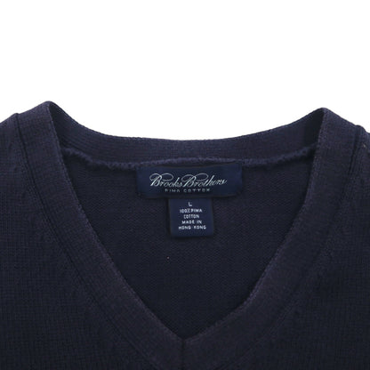 Brooks Brothers Vネック ピマコットン ニット セーター L ネイビー