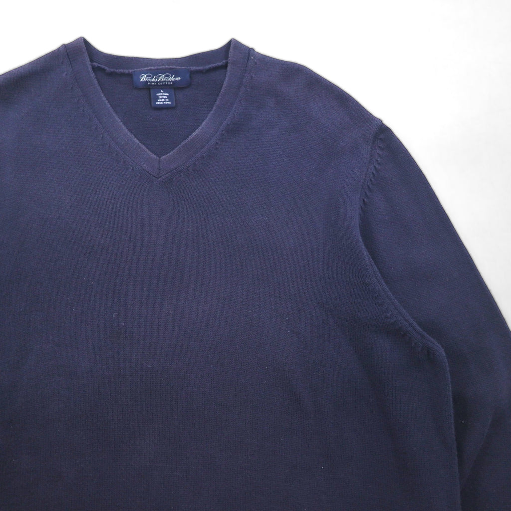 Brooks Brothers Vネック ピマコットン ニット セーター L ネイビー