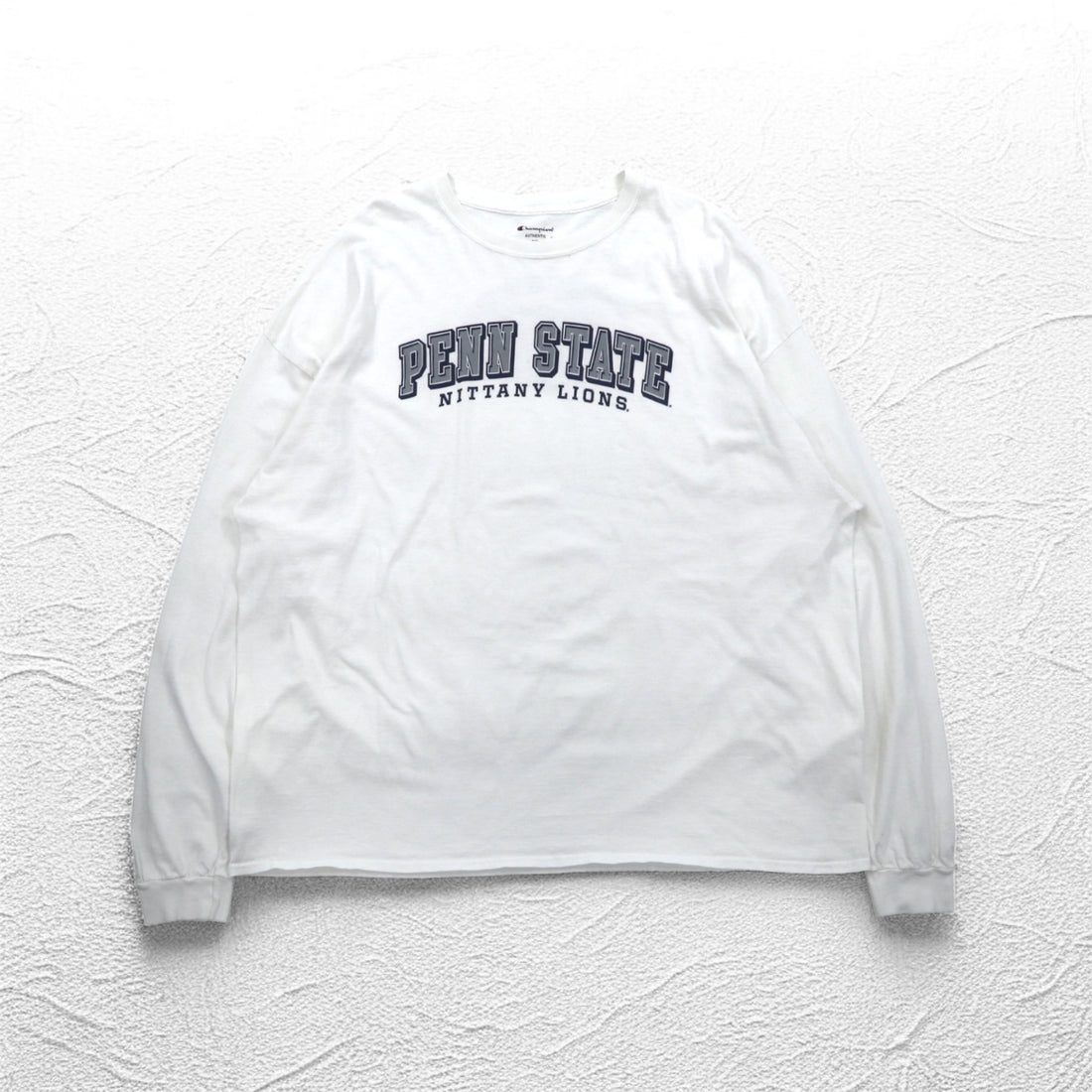Champion カレッジプリント ロングスリーブ Tシャツ ロンT 4XL ホワイト PENN STATE ビッグサイズ ニカラグア製