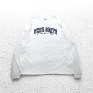 Champion カレッジプリント ロングスリーブ Tシャツ ロンT 4XL ホワイト PENN STATE ビッグサイズ ニカラグア製