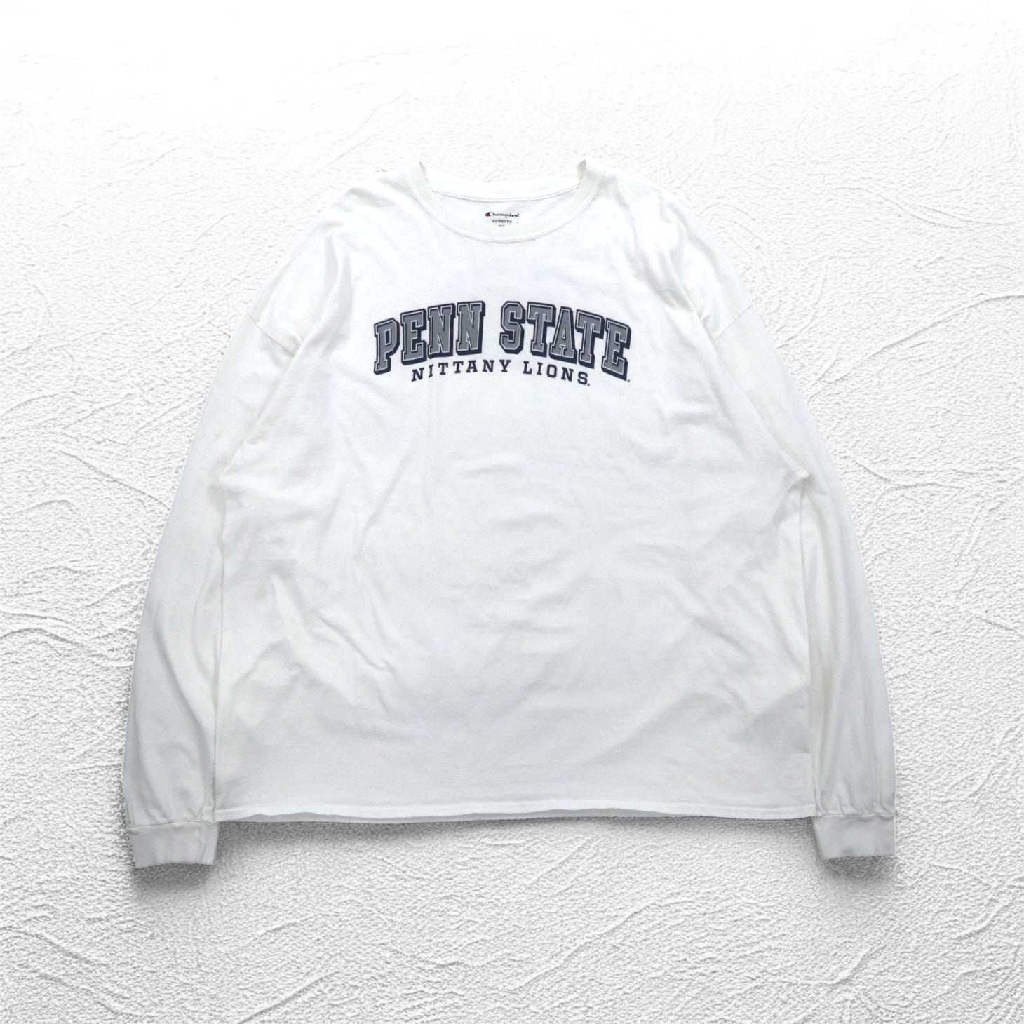 Champion College Print Long Sleeve T-Shirt, 4XL, White, PENN STATE, Big Size, Made in Nicaragua