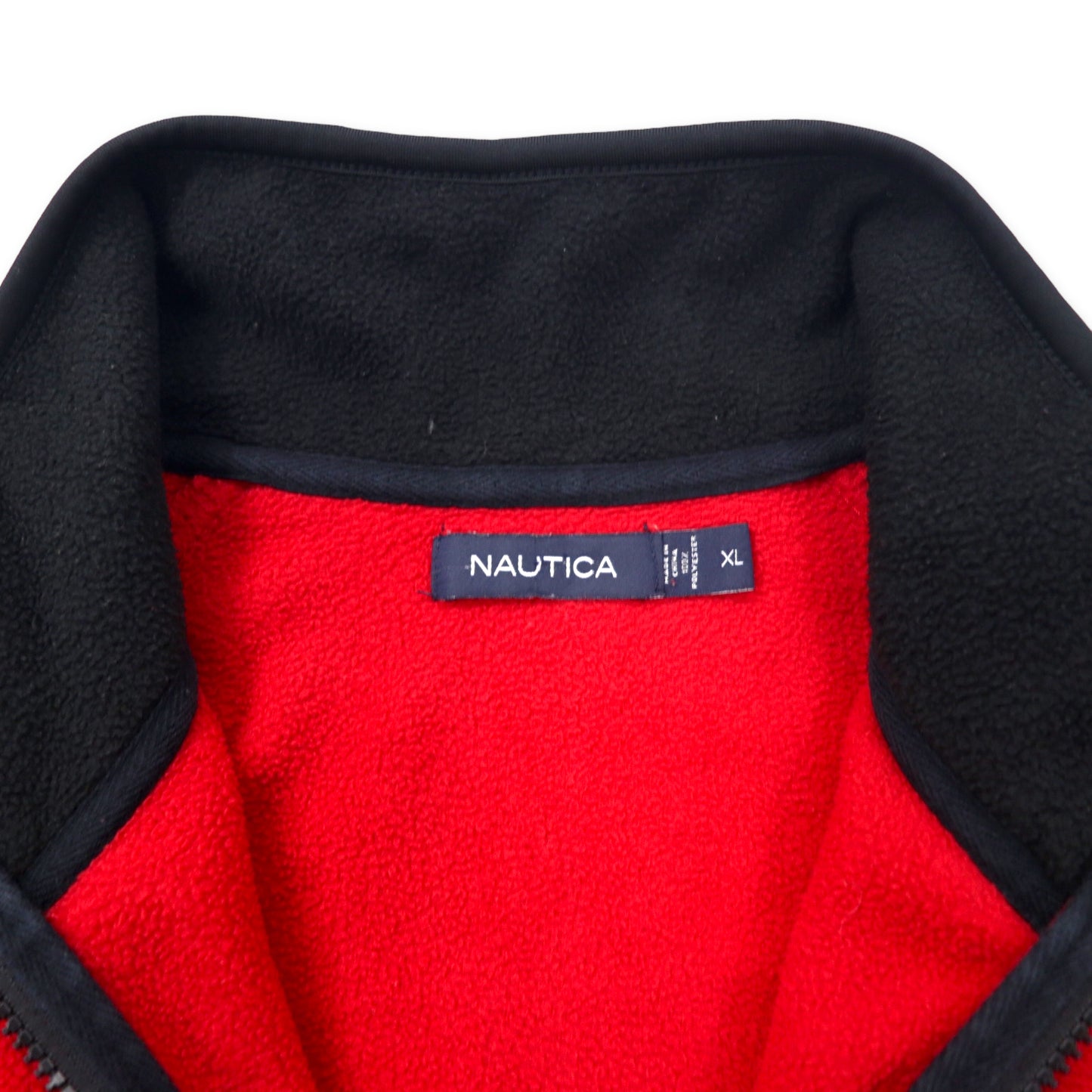 NAUTICA ハーフジップ フリースジャケット XL レッド ポリエステル ワンポイントロゴ刺繍 ビッグサイズ