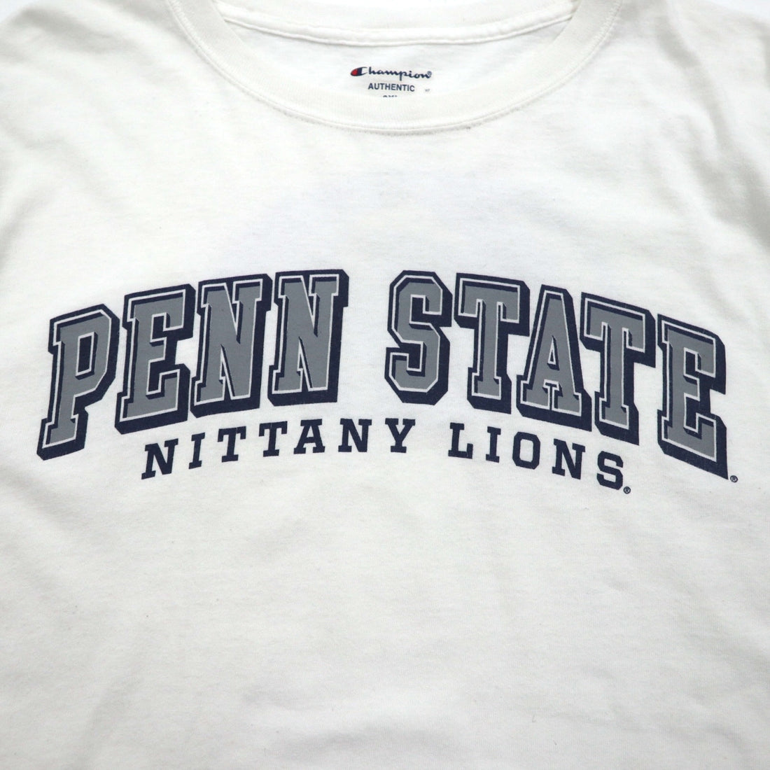 Champion カレッジプリント ロングスリーブ Tシャツ ロンT 4XL ホワイト PENN STATE ビッグサイズ ニカラグア製