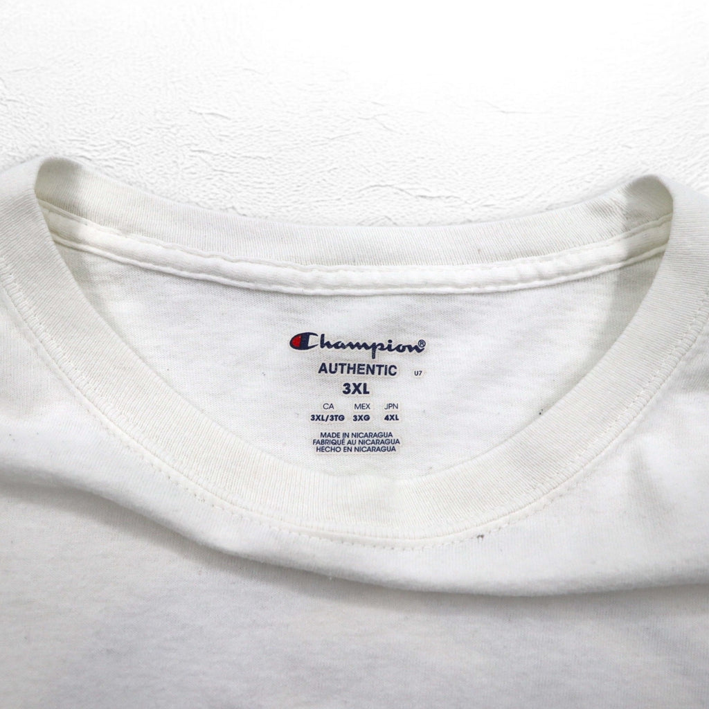 Champion カレッジプリント ロングスリーブ Tシャツ ロンT 4XL ホワイト PENN STATE ビッグサイズ ニカラグア製