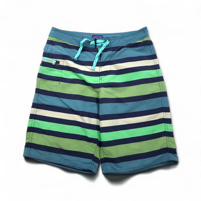 patagonia ウェーブフェアラー ボードショーツ Wavefarer Boardshorts ショートパンツ S ネイビー グリーン ボーダー ナイロン 67817