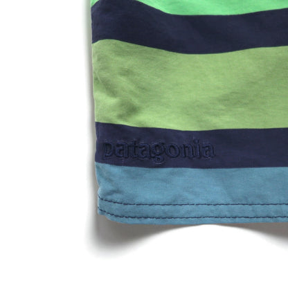 patagonia ウェーブフェアラー ボードショーツ Wavefarer Boardshorts ショートパンツ S ネイビー グリーン ボーダー ナイロン 67817