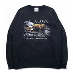 Vintage 90s Mexico Made Graphic Sweatshirt SANTEE Sweatshirt L Black ALASKA Made in Mexico