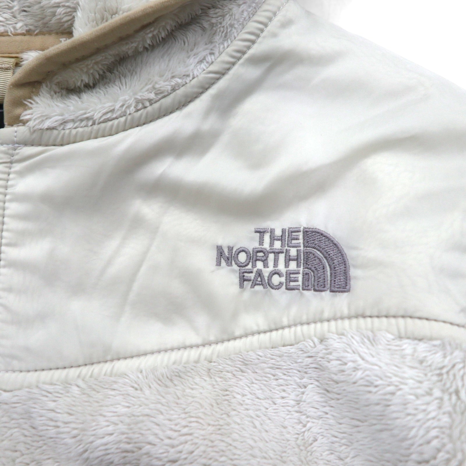 THE NORTH FACE フリースジャケット パーカー S ホワイト OSO FURRY FLEECE HOODIE ドローコード AA5Z