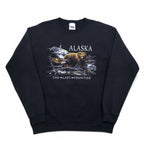 Vintage 90s Mexico Made Graphic Sweatshirt SANTEE Sweatshirt L Black ALASKA Made in Mexico