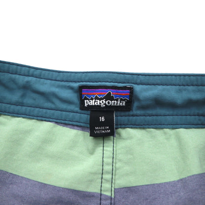 patagonia ウェーブフェアラー ボードショーツ Wavefarer Boardshorts ショートパンツ S ネイビー グリーン ボーダー ナイロン 67817