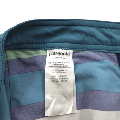 patagonia ウェーブフェアラー ボードショーツ Wavefarer Boardshorts ショートパンツ S ネイビー グリーン ボーダー ナイロン 67817