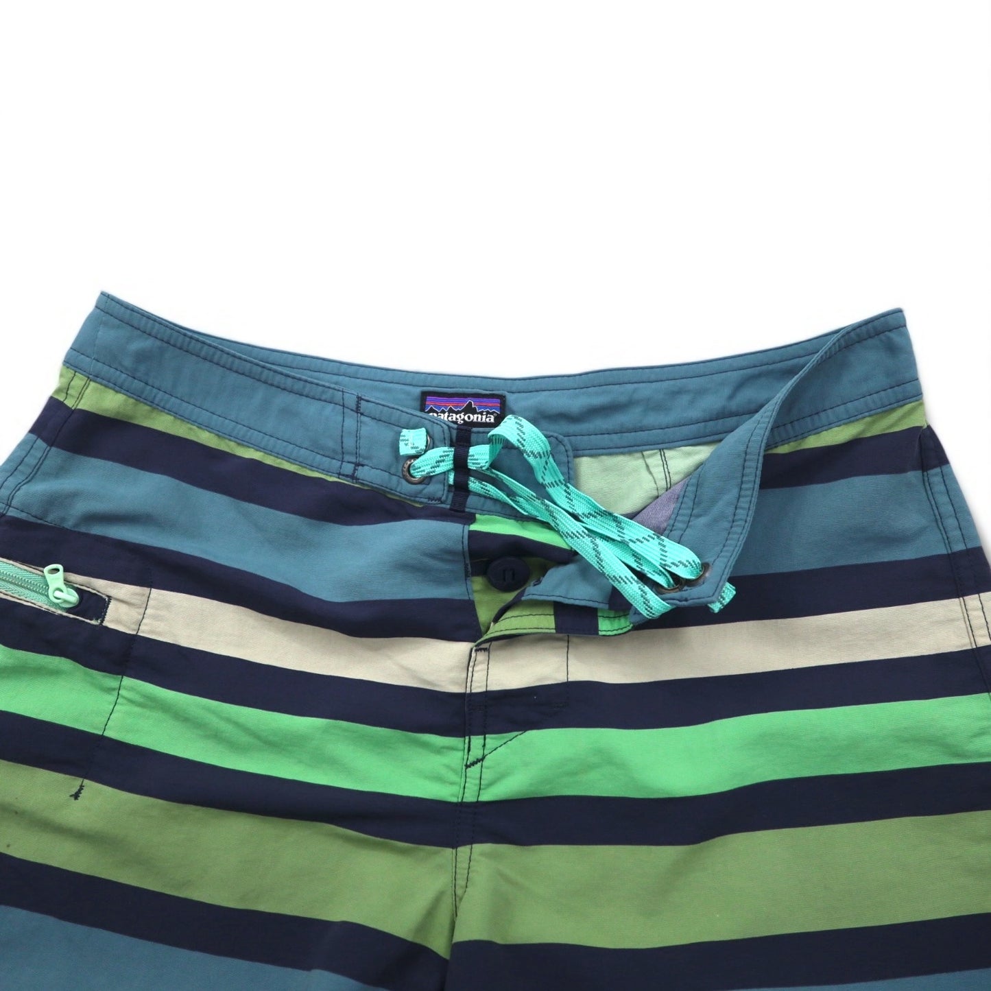 patagonia ウェーブフェアラー ボードショーツ Wavefarer Boardshorts ショートパンツ S ネイビー グリーン ボーダー ナイロン 67817