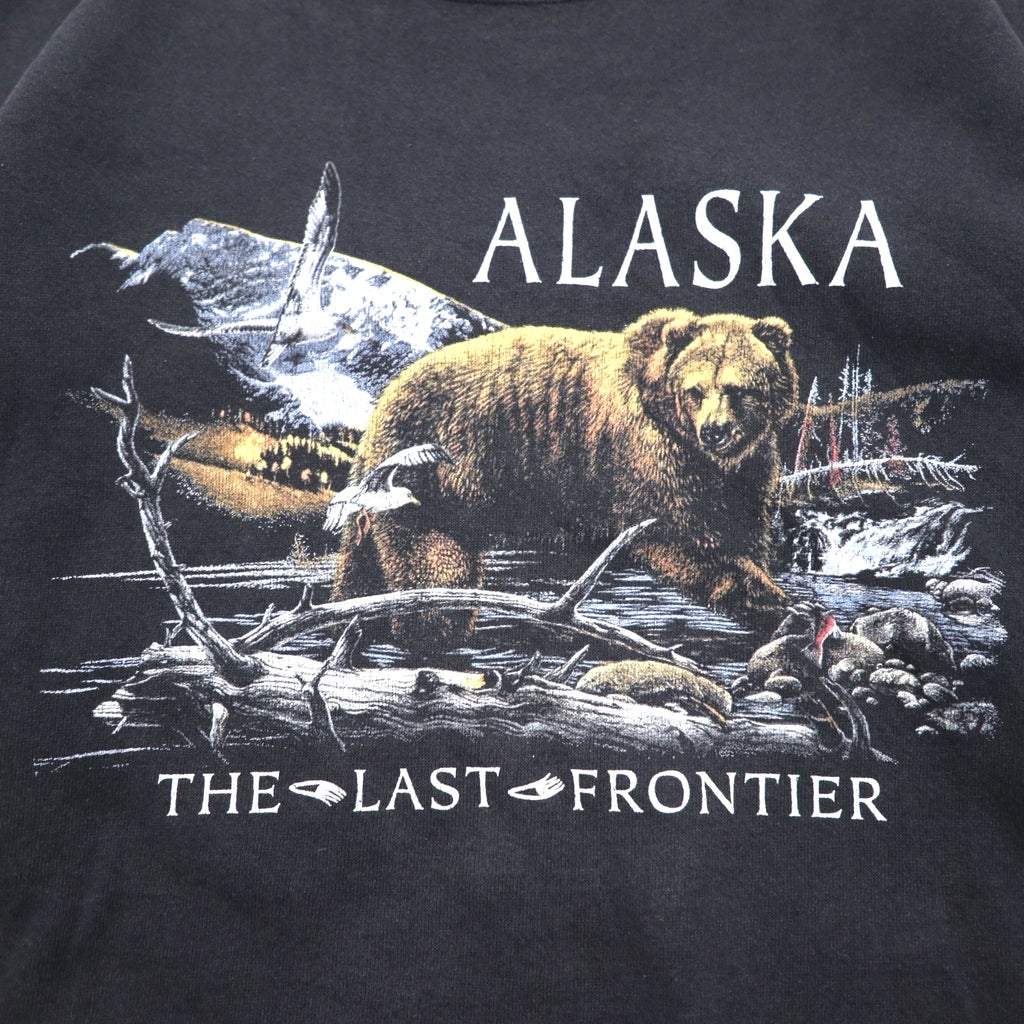 Vintage 90s Mexico Made Graphic Sweatshirt SANTEE Sweatshirt L Black ALASKA Made in Mexico