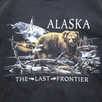 Vintage 90s Mexico Made Graphic Sweatshirt SANTEE Sweatshirt L Black ALASKA Made in Mexico