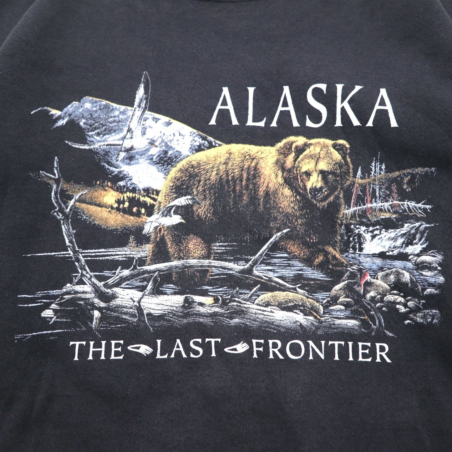 Vintage 90s Mexico Made Graphic Sweatshirt SANTEE スウェット L ブラック ALASKA メキシコ製