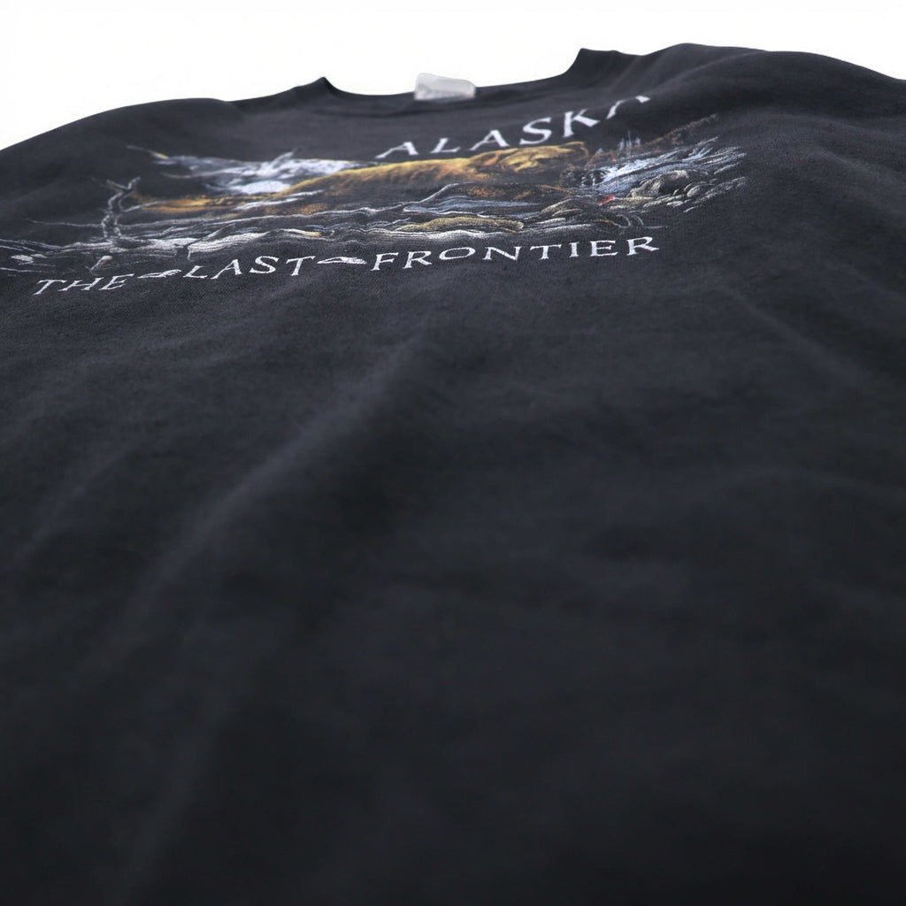 Vintage 90s Mexico Made Graphic Sweatshirt SANTEE Sweatshirt L Black ALASKA Made in Mexico