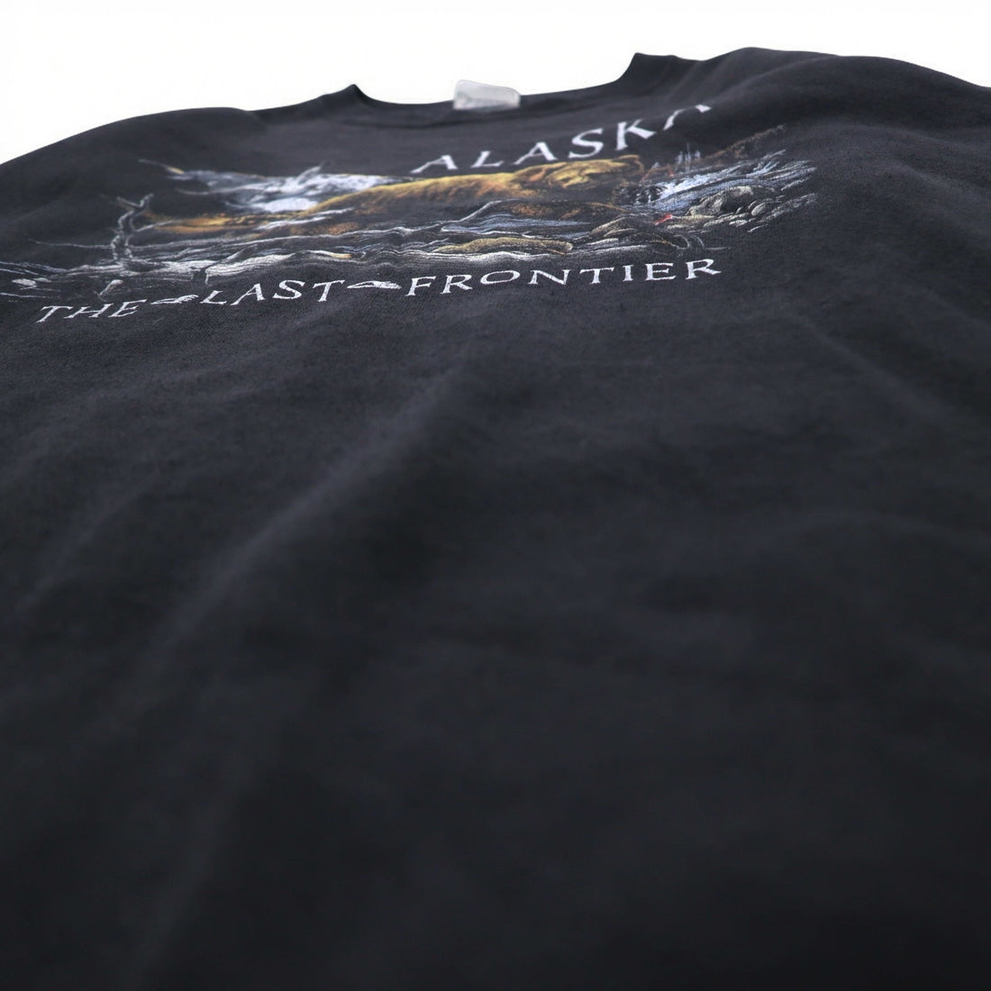Vintage 90s Mexico Made Graphic Sweatshirt SANTEE Sweatshirt L Black ALASKA Made in Mexico