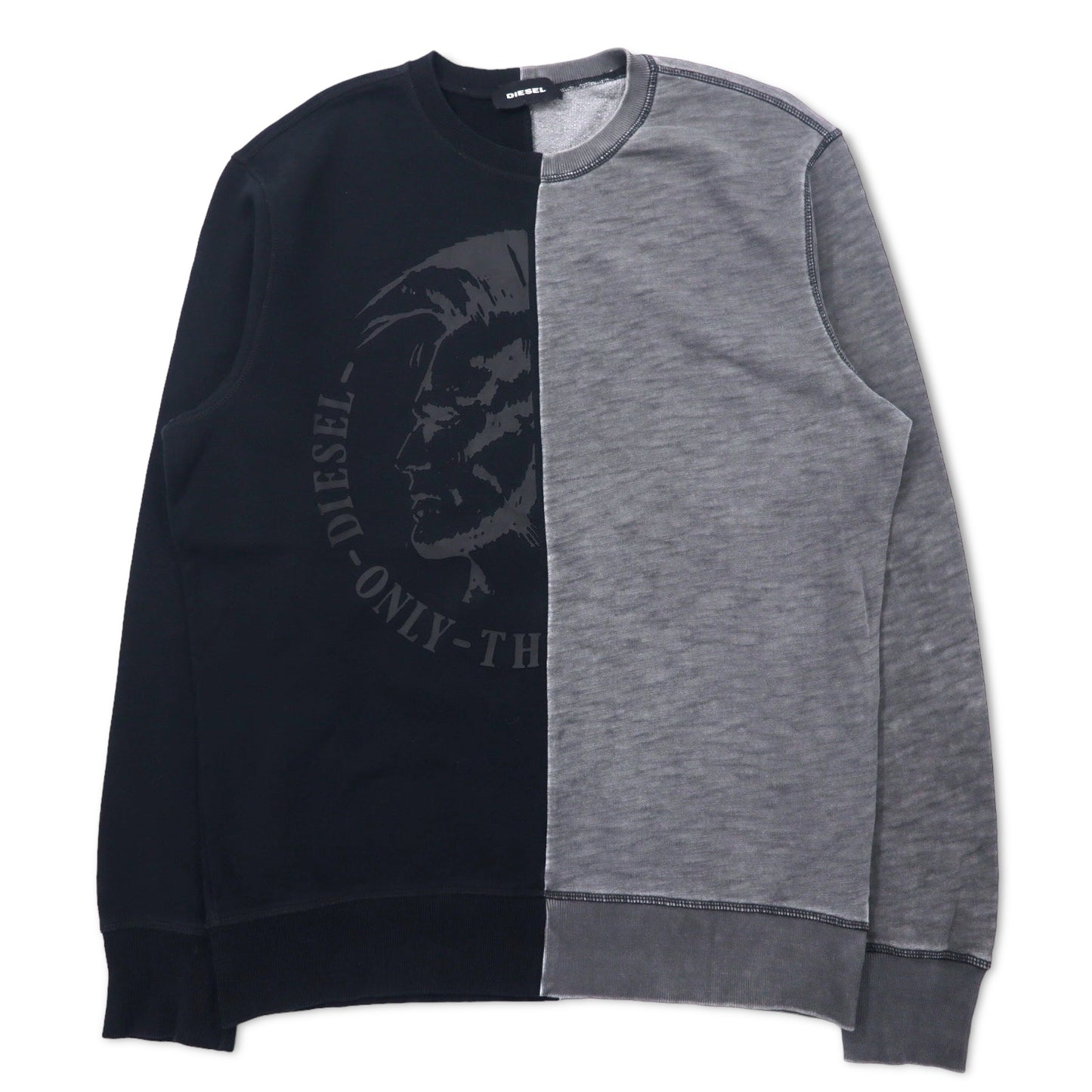 DIESEL Docking Sweatshirt XL Gray Black Cotton Big Size