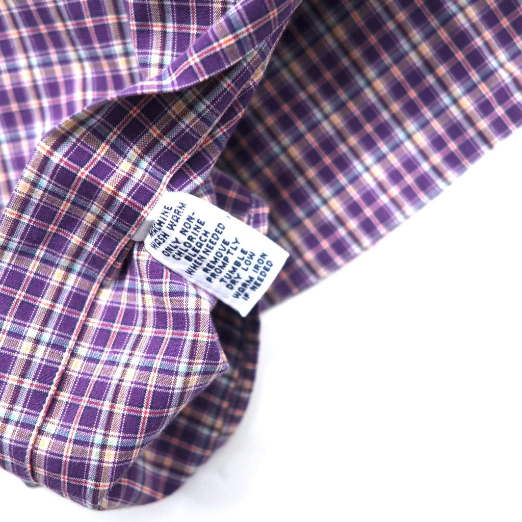 RALPH LAUREN Button Down Shirt L Purple Check Cotton CUSTOM FIT Small Pony Embroidery