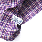 RALPH LAUREN Button Down Shirt L Purple Check Cotton CUSTOM FIT Small Pony Embroidery