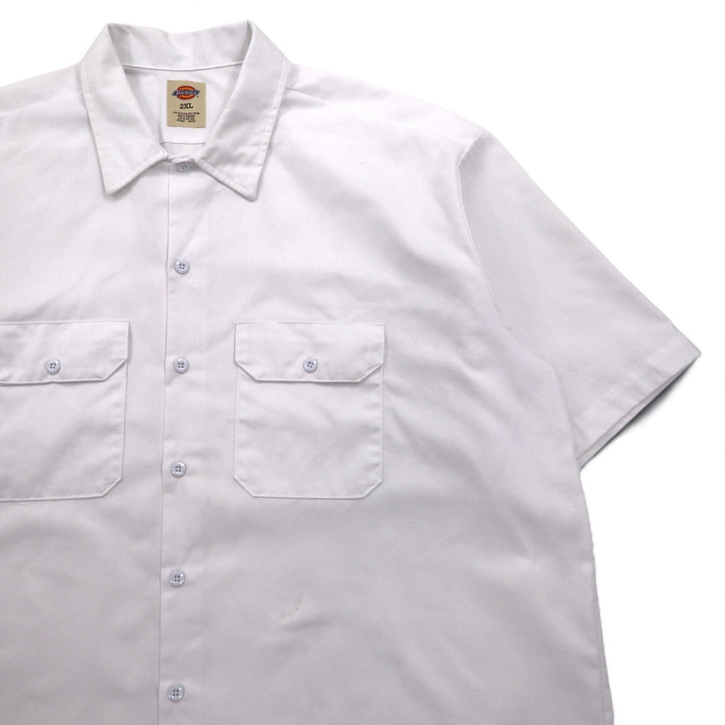 Dickies Short Sleeve Work Shirt, Size 2XL, White, Polyester and Cotton, Double Pocket, 1574