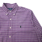 RALPH LAUREN Button Down Shirt L Purple Check Cotton CUSTOM FIT Small Pony Embroidery