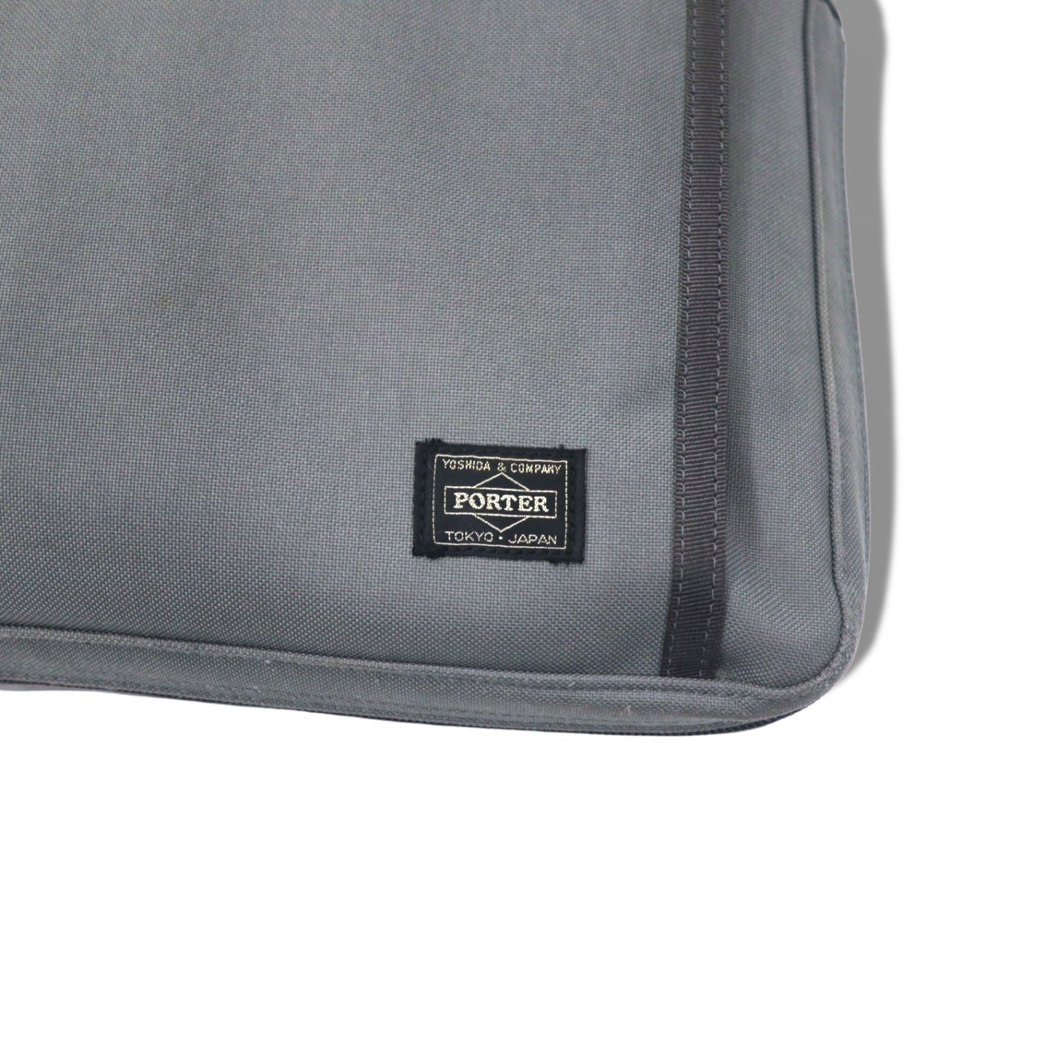 PORTER CLIP Briefcase Business Bag Grey Polyester Expandable Gusset CLIP Made in Japan