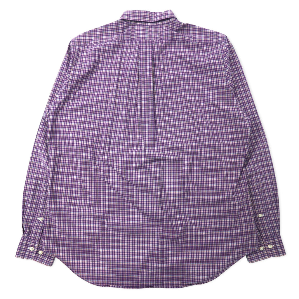 RALPH LAUREN Button Down Shirt L Purple Check Cotton CUSTOM FIT Small Pony Embroidery