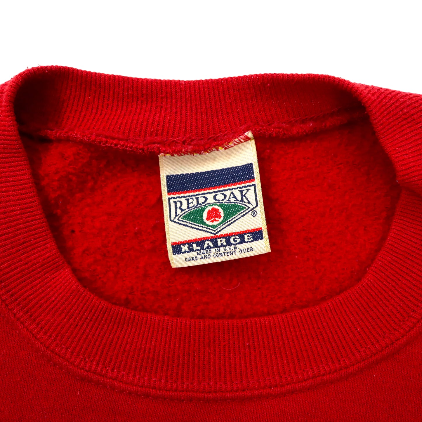 USA MADE 90's RED OAK College Print Sweatshirt XL Red Cotton