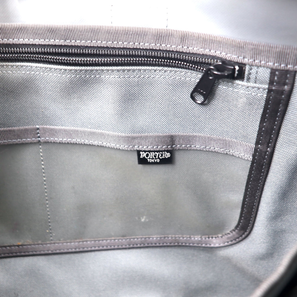 PORTER CLIP Briefcase Business Bag Grey Polyester Expandable Gusset CLIP Made in Japan