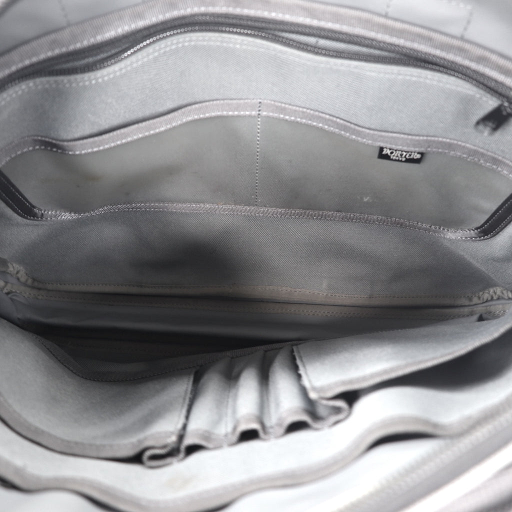 PORTER CLIP Briefcase Business Bag Grey Polyester Expandable Gusset CLIP Made in Japan