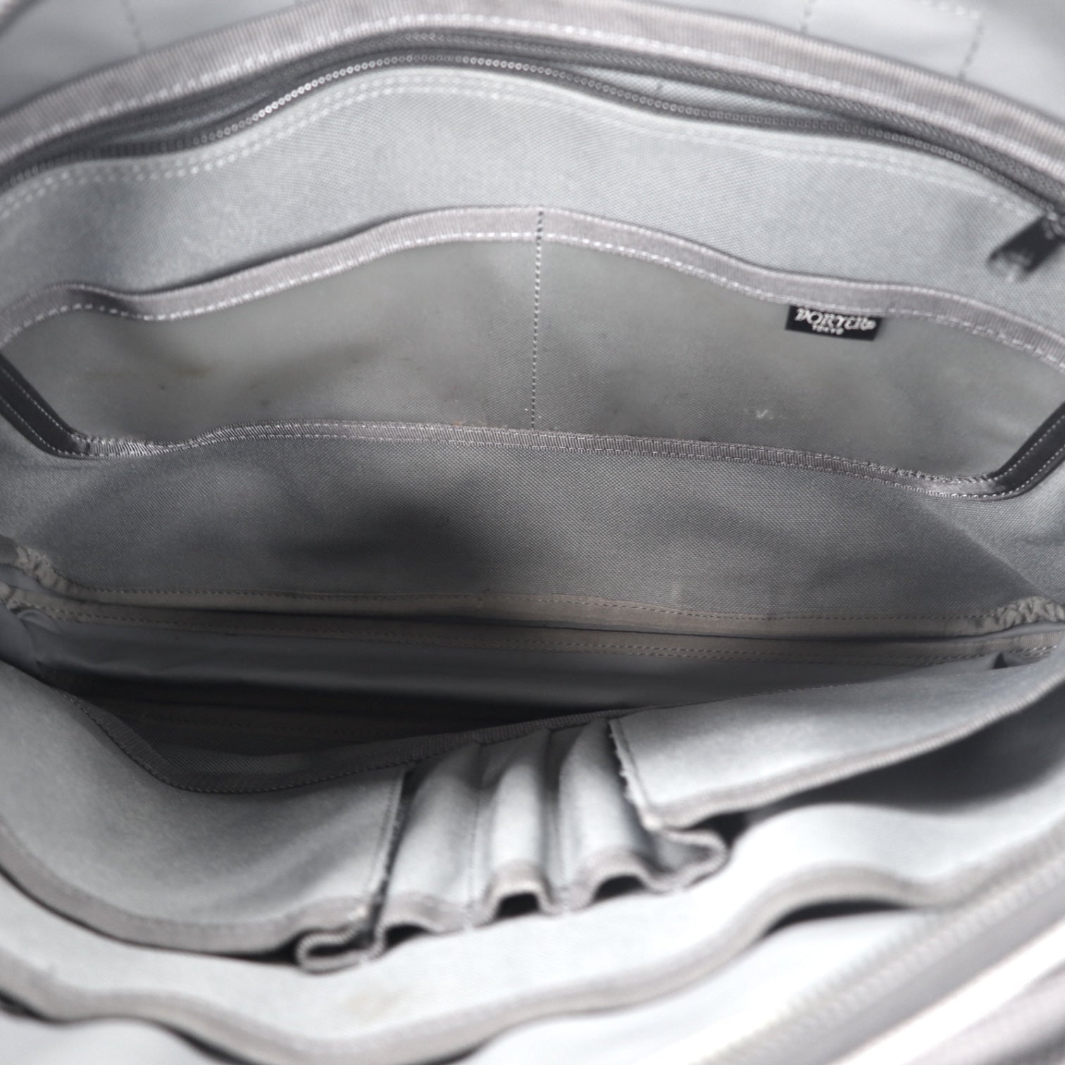 PORTER CLIP Briefcase Business Bag Grey Polyester Expandable Gusset CLIP Made in Japan