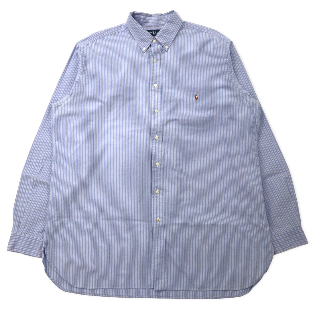 日本然リトテ-古着オンライン-Ralph Lauren ボタンダウンシャツ XLT TALL ブルー コットン CLASSIC FIT スモールポニー刺繍-Ralph Lauren Button-Down Shirts XLT Tall Blue Cotton Classic Fit Small Pony Embroidery