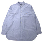 日本然リトテ-古着オンライン-Ralph Lauren ボタンダウンシャツ XLT TALL ブルー コットン CLASSIC FIT スモールポニー刺繍-Ralph Lauren Button-Down Shirts XLT Tall Blue Cotton Classic Fit Small Pony Embroidery