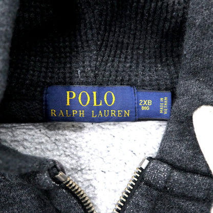 POLO RALPH LAUREN リバースウィーブ フルジップパーカー 2XB グレー コットン 裏起毛 スモールポニー刺繍 ビッグサイズ